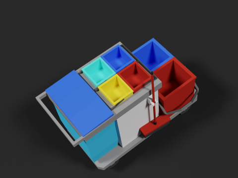 Lowpoly Cleaning Cart 3D Model