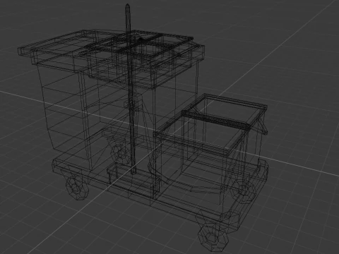Lowpoly Cleaning Cart 3D Model