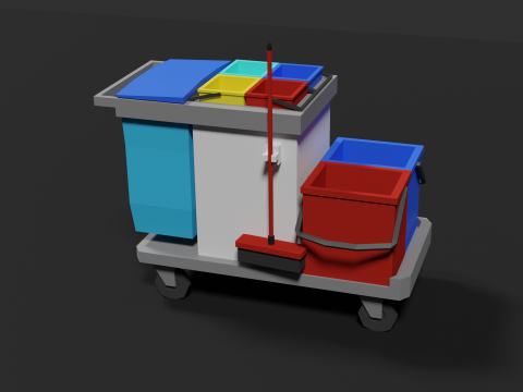 Lowpoly Cleaning Cart 3D Model