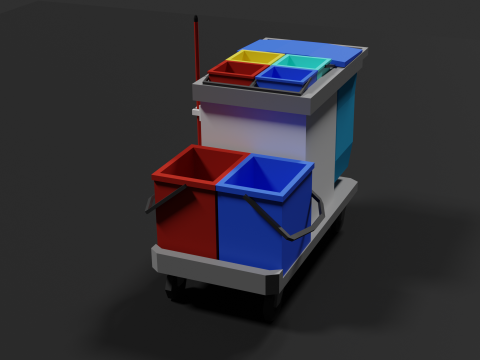 Lowpoly Cleaning Cart 3D Model