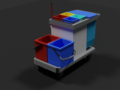 Lowpoly Cleaning Cart 3D Model