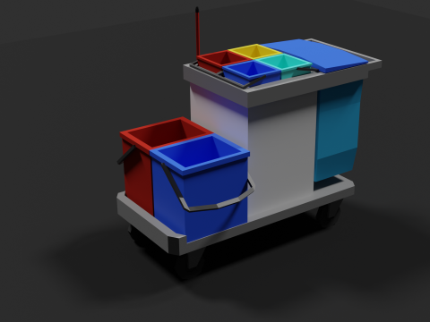 Lowpoly Cleaning Cart 3D Model