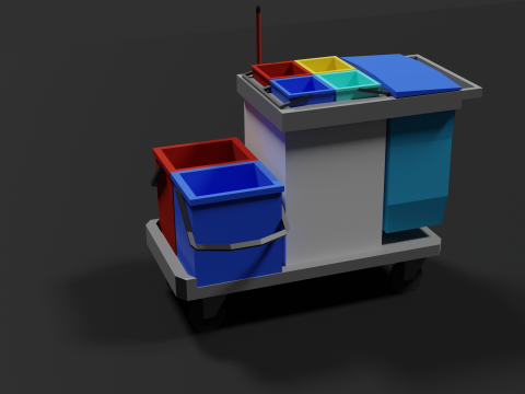 Lowpoly Cleaning Cart 3D Model