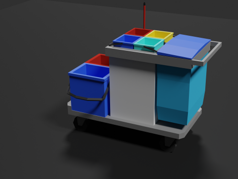 Lowpoly Cleaning Cart 3D Model