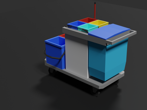 Lowpoly Cleaning Cart 3D Model
