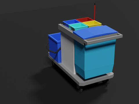 Lowpoly Cleaning Cart 3D Model