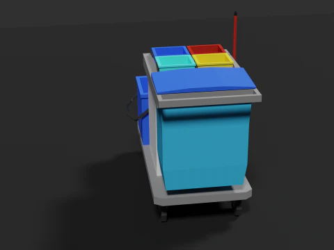 Lowpoly Cleaning Cart 3D Model