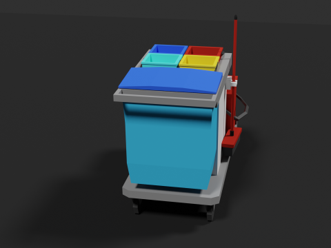Lowpoly Cleaning Cart 3D Model