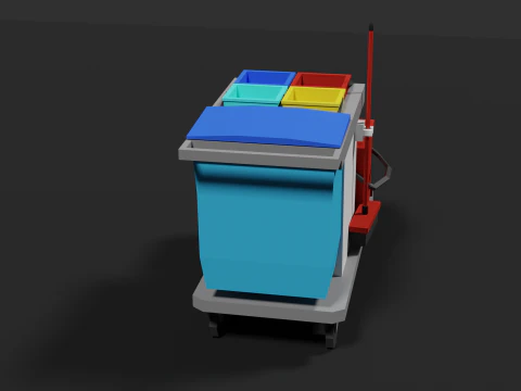 Lowpoly Cleaning Cart 3D Model