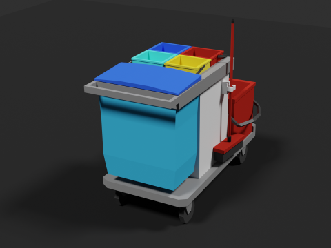 Lowpoly Cleaning Cart 3D Model