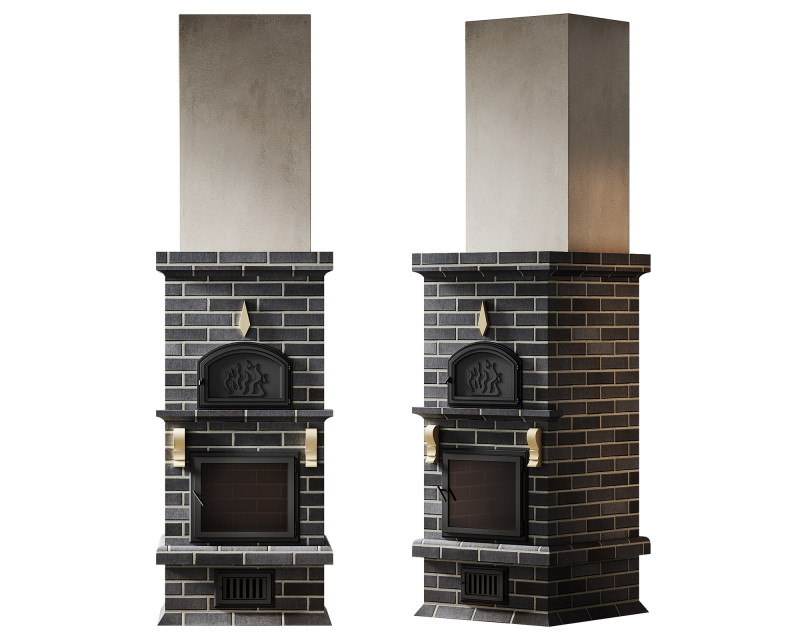 Wood fired stove Stove 01 Model 3D .c4d .max .obj .3ds .fbx .stl .blend