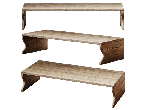 Деревянная скамейка в деревенском стиле 3D Модель