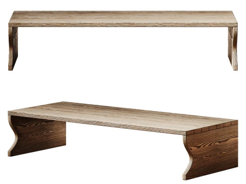 Wood Bench Rustic Look 3D Model