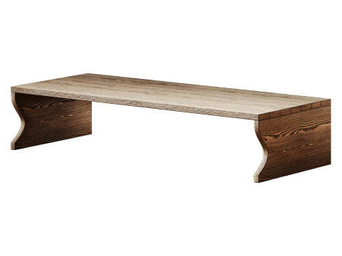 Wood Bench Rustic Look 3D Model