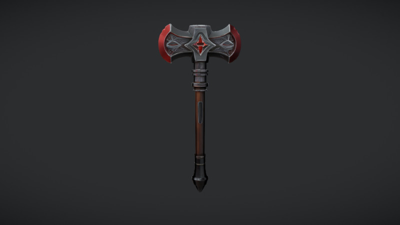 A detailed battle axe with engraved design 3D Model .c4d .max .obj .3ds .fbx .stl .blend 