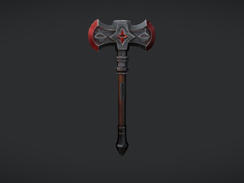 A detailed battle axe with engraved design 3D Model
