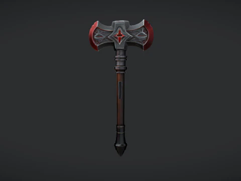 A detailed battle axe with engraved design 3D Model