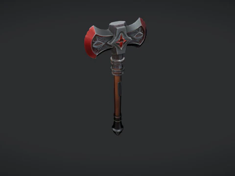 A detailed battle axe with engraved design 3D Model