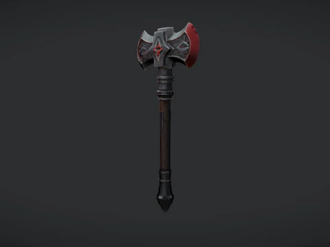 A detailed battle axe with engraved design 3D Model