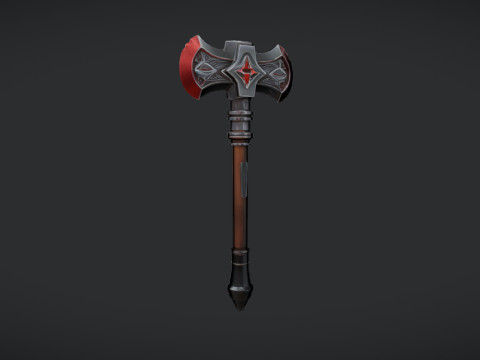 A detailed battle axe with engraved design 3D Model