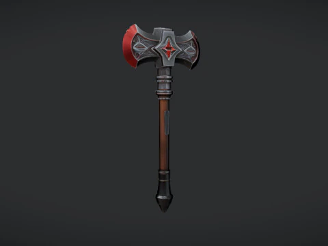 A detailed battle axe with engraved design 3D Model