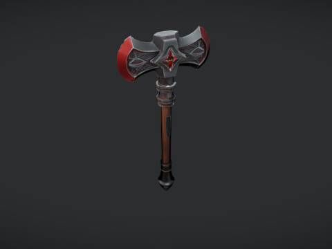 A detailed battle axe with engraved design 3D Model