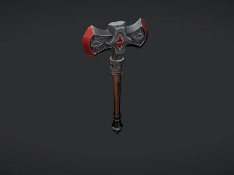 A detailed battle axe with engraved design 3D Model