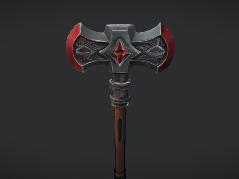 A detailed battle axe with engraved design 3D Model