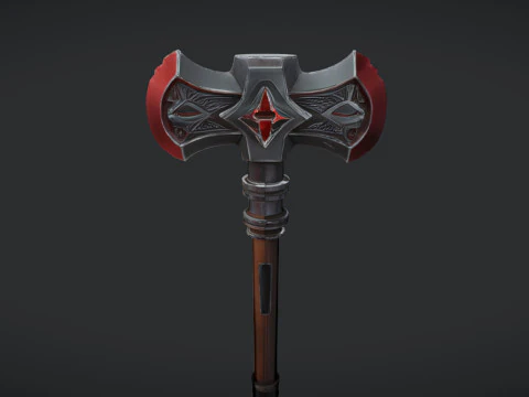 A detailed battle axe with engraved design 3D Model
