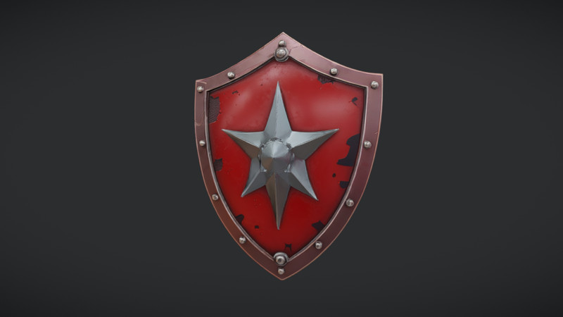 Decorative shield with star emblem 3D Model .c4d .max .obj .3ds .fbx .stl .blend 