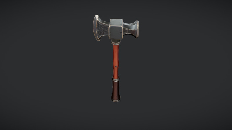 Medieval-style battle axe 3D Model .c4d .max .obj .3ds .fbx .stl .blend 