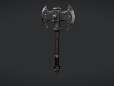 Ascia bipenne decorata Modello 3D