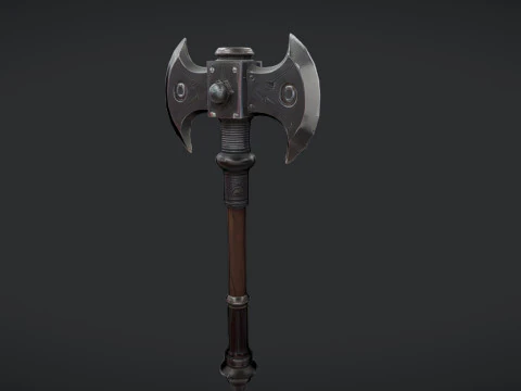 Ascia bipenne decorata Modello 3D