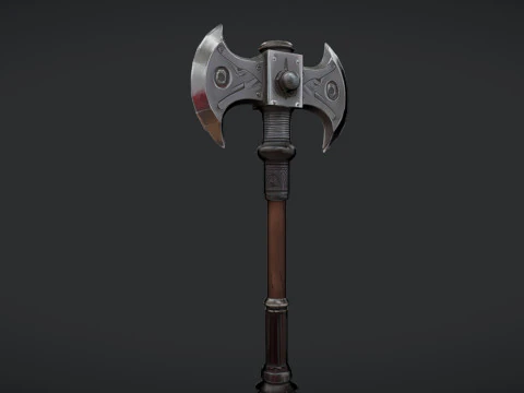 Ascia bipenne decorata Modello 3D