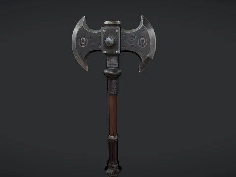 Ascia bipenne decorata Modello 3D