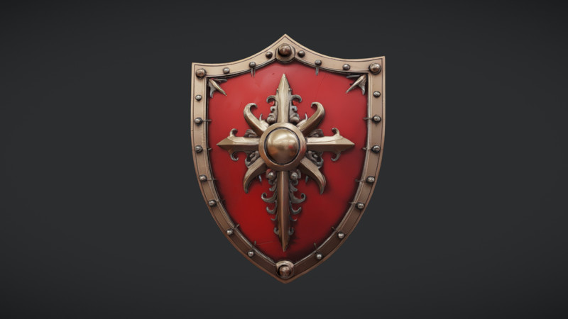 Ornate medieval shield 3D Model .c4d .max .obj .3ds .fbx .stl .blend 