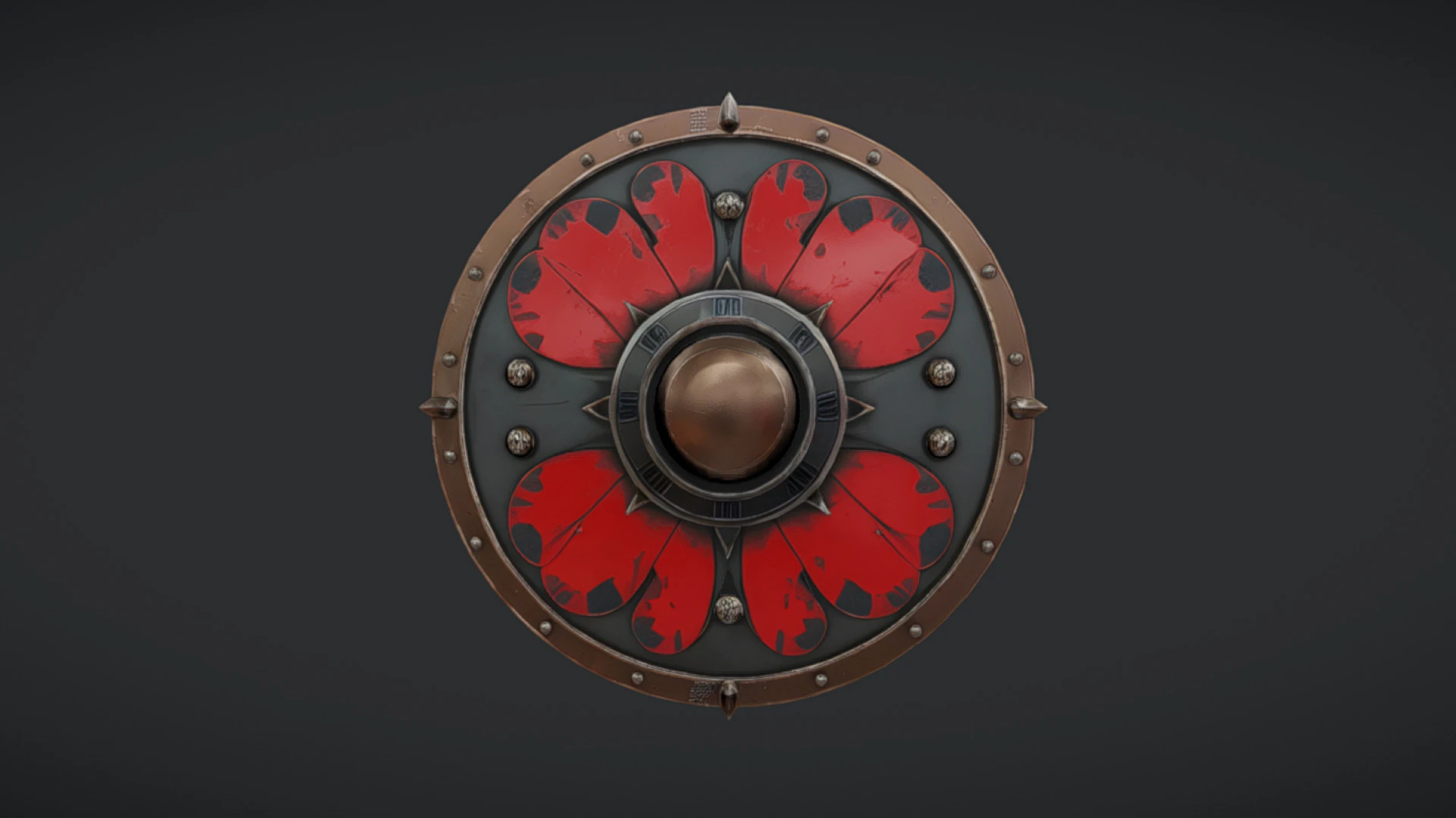 Round medieval shield 3D Model .c4d .max .obj .3ds .fbx .stl .blend 