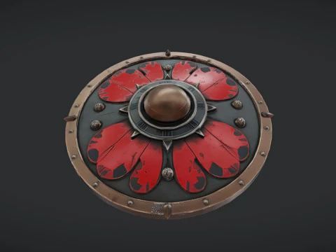 Round medieval shield 3D Model
