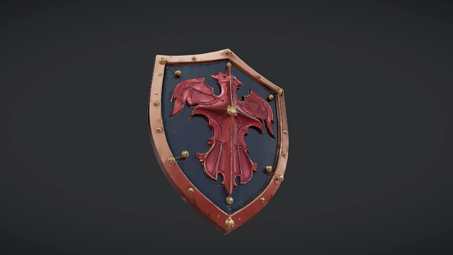 Shield with dragon emblem 3D Model .c4d .max .obj .3ds .fbx .stl .blend 