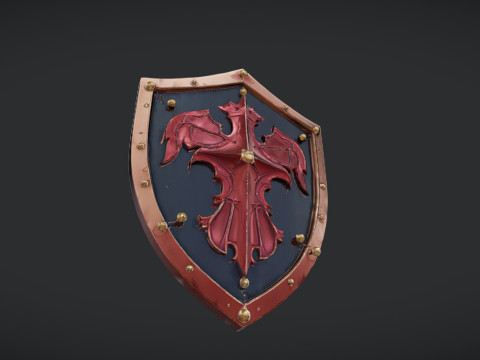 Shield with dragon emblem Modello 3D