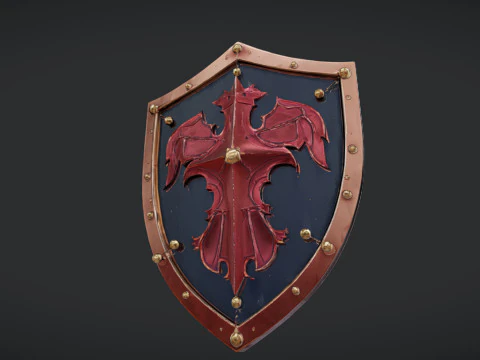 Shield with dragon emblem 3D Model
