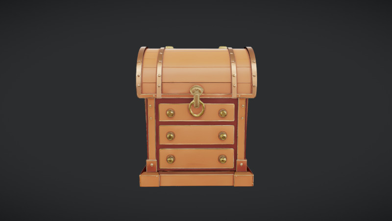Wooden treasure chest 3D Model .c4d .max .obj .3ds .fbx .stl .blend 