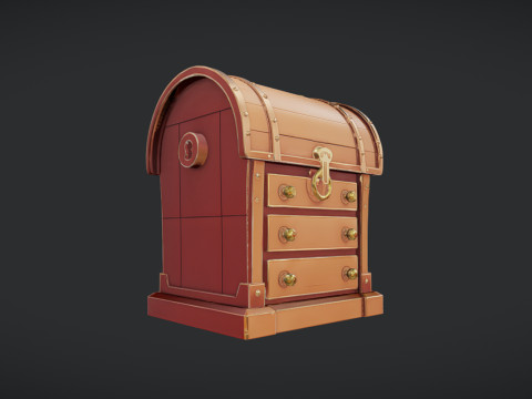 Wooden treasure chest 3D Model