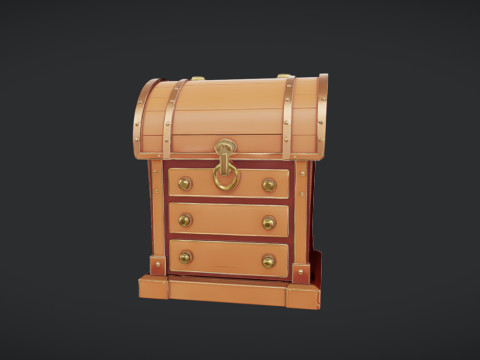 Wooden treasure chest 3D Model