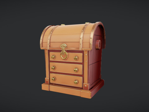 Wooden treasure chest 3D Model