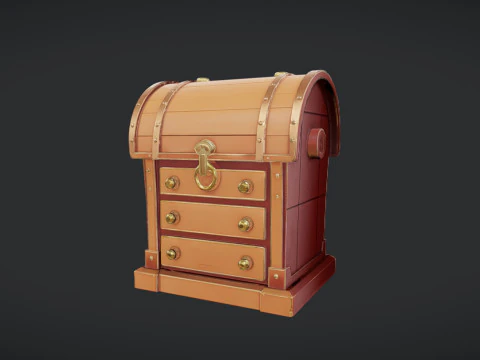 Wooden treasure chest 3D Model