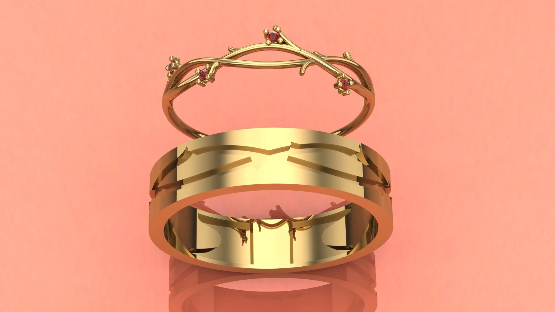 An&eacute;is dele e dela combinando com an&eacute;is Modelo 3D .c4d .max .obj .3ds .fbx .stl .blend 
