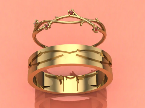 His and her rings matching rings 3D Model