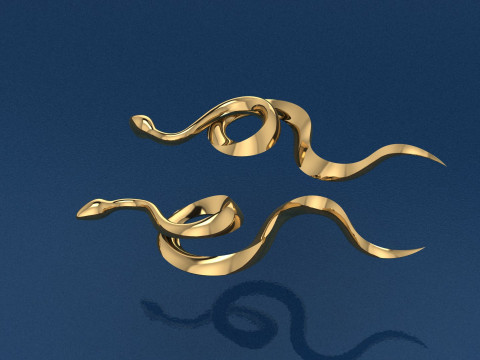 Golden snake jewelry set ring pendant and earrings - 3D printable 3D 模型