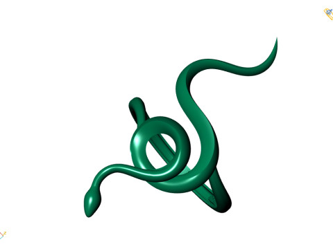 Golden snake jewelry set ring pendant and earrings - 3D printable 3D 模型